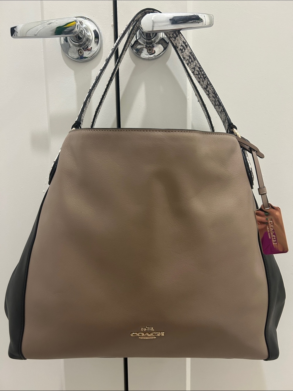 Coach Edie 31 Colorblock Exotic Embossed Leather Shoulder Bag